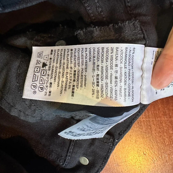 LEVI'S PREMIUM Stretch Straight Leg Raw Hem Black Denim Jeans - 25 - Picture 11 of 11